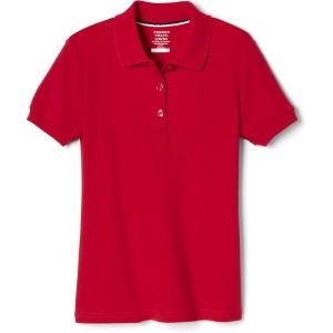 French Toast Girls’ Picot Collar Polo Short Sleeve Shirt (Kids Standard & Plus Size), Red, 10-12
