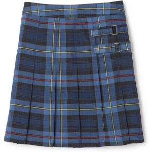 French Toast Girls’ Plaid Adjustable Waist Pleated-Front Two-tab Scooter(Blue & Red Plaid)
