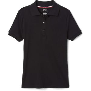 French Toast Girls’ Short Sleeve Picot Collar Polo School Uniform Shirt (Standard and Plus)(Black)