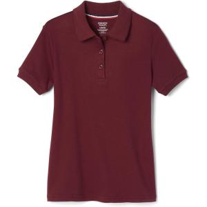 French Toast Girls’ Short Sleeve Picot Collar Polo School Uniform Shirt (Standard and Plus)(Burgundy)