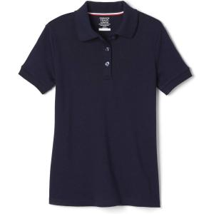French Toast Girls’ Short Sleeve Picot Collar Polo School Uniform Shirt (Standard and Plus)(Navy)