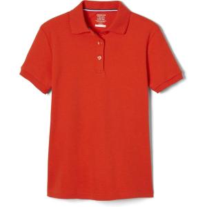 French Toast Girls’ Short Sleeve Picot Collar Polo School Uniform Shirt (Standard and Plus)(Orange)