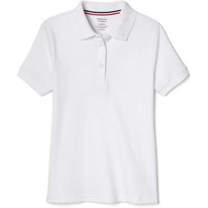 French Toast Girls’ Short Sleeve Picot Collar Polo School Uniform Shirt (Standard and Plus)(White Og)