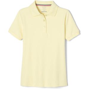 French Toast Girls’ Short Sleeve Picot Collar Polo School Uniform Shirt (Standard and Plus)(Yellow)