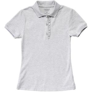 French Toast Girls’ Short Sleeve Ruffle Polo(Heather Gray)