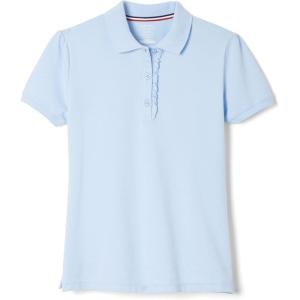 French Toast Girls’ Short Sleeve Ruffle Polo(Light Blue)