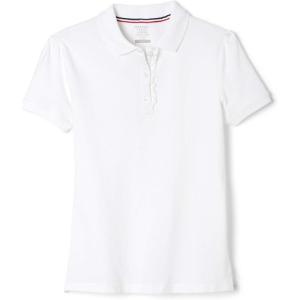 French Toast Girls’ Short Sleeve Ruffle Polo(White)