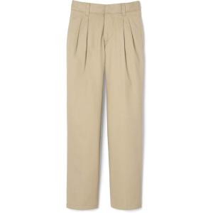 French Toast Little Boys’ Pleated Double Knee Pant with Adjustable Waist(Khaki)
