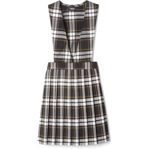 French Toast girls V-neck Jumper(Brown Plaid)