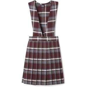 French Toast girls V-neck Jumper(Burgundy Plaid)