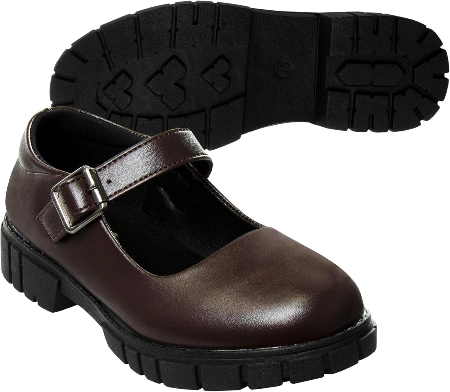 imageFrench Toast Girls Round Toe Ankle Strap Maryjane School Shoes Mary Jane Chunky Platform Oxford Dress Shoe Pumps BlackNavyBrown Size 125 Little KidBig KidBrown