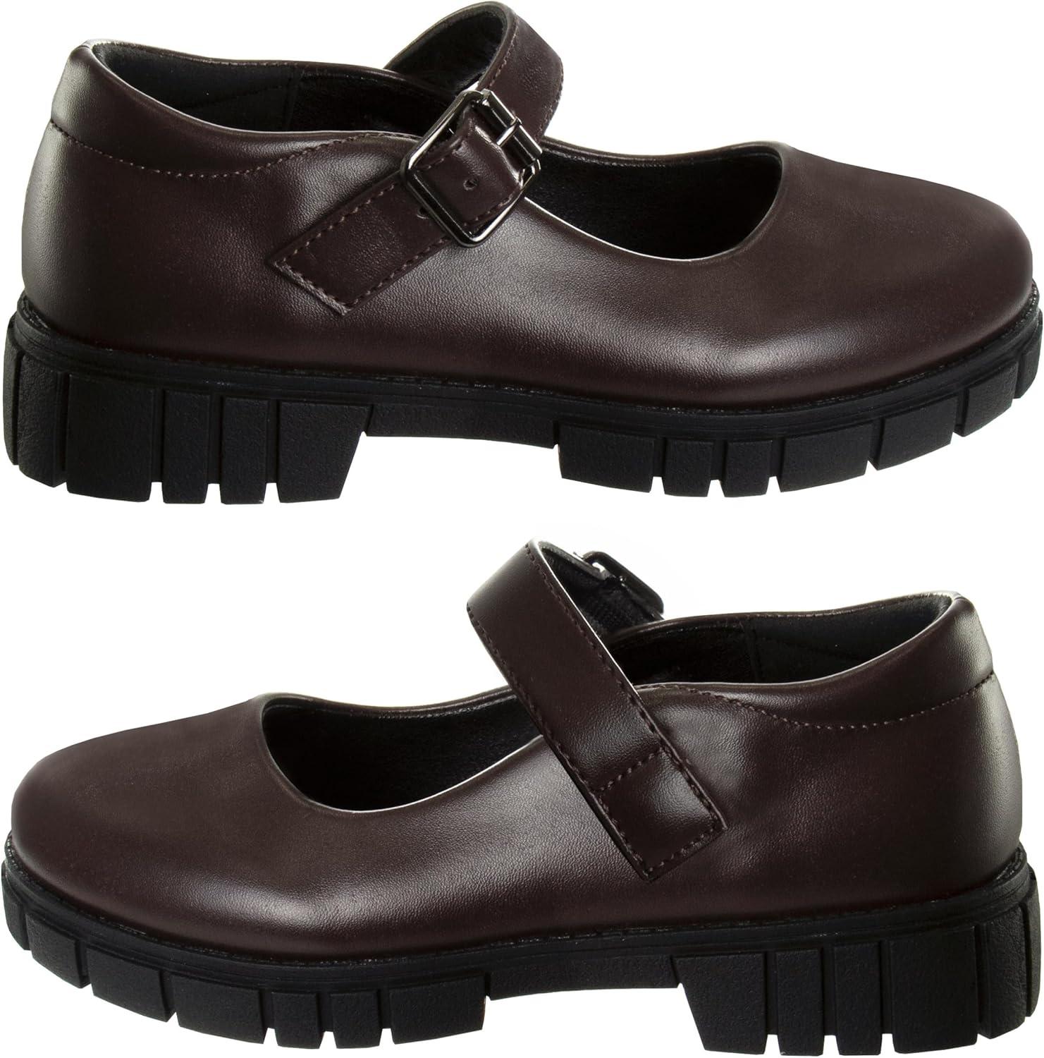 imageFrench Toast Girls Round Toe Ankle Strap Maryjane School Shoes Mary Jane Chunky Platform Oxford Dress Shoe Pumps BlackNavyBrown Size 125 Little KidBig KidBrown