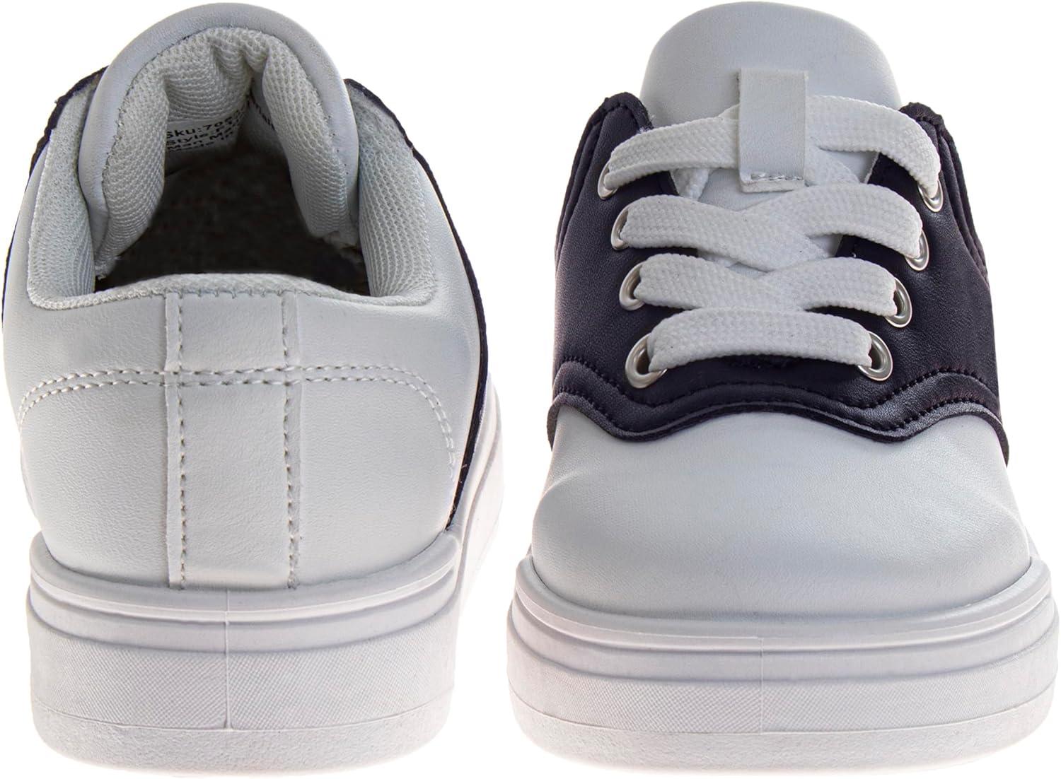 imageFrench Toast Kids Oxford Dress Shoes Lace Up Loafer School Uniform Saddle Shoe for Girls and Boys Sizes 1113 Little Kid 17 Big KidWhiteNavy