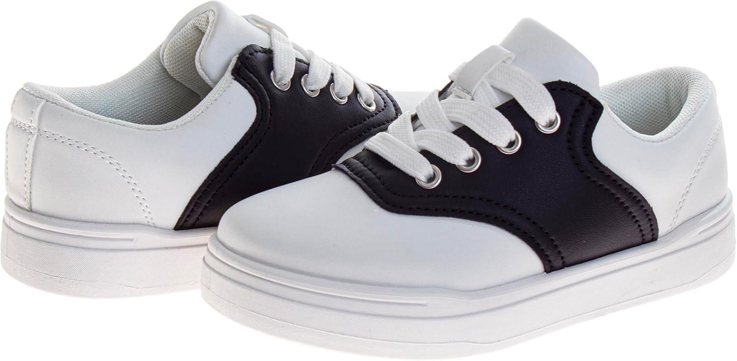 imageFrench Toast Kids Oxford Dress Shoes Lace Up Loafer School Uniform Saddle Shoe for Girls and Boys Sizes 1113 Little Kid 17 Big KidWhiteNavy