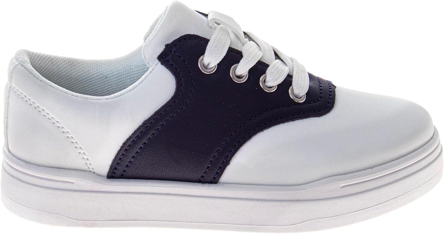 imageFrench Toast Kids Oxford Dress Shoes Lace Up Loafer School Uniform Saddle Shoe for Girls and Boys Sizes 1113 Little Kid 17 Big KidWhiteNavy