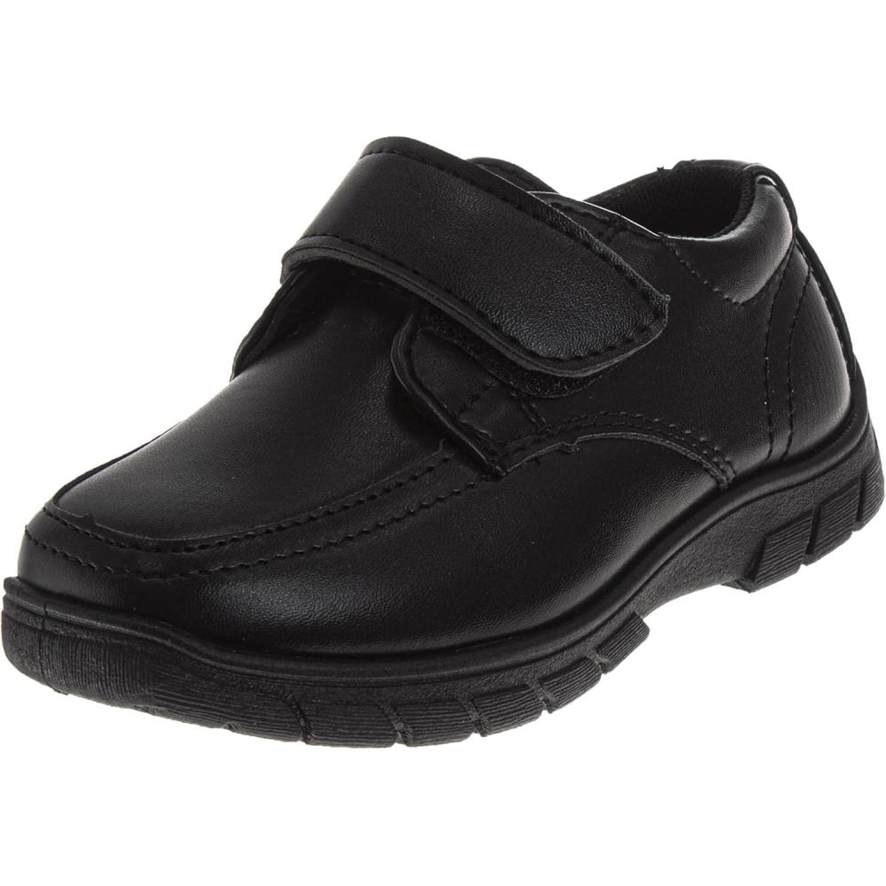 imageFrench Toast Boys Shoes  Kids Oxford School Uniform Loafer Church Dress Shoes SlipOn FauxLeather ToddlerBig Kid BlackFt Black