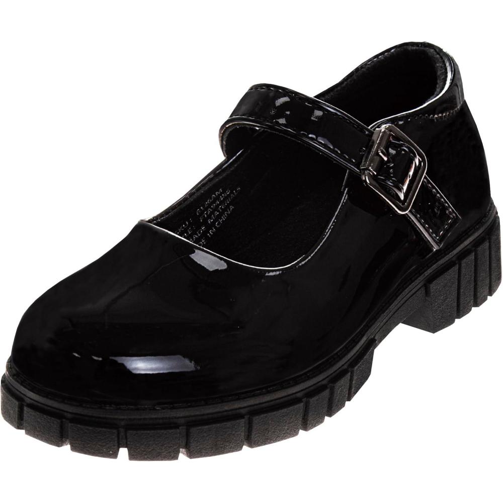imageFrench Toast Girls Round Toe Ankle Strap Maryjane School Shoes Mary Jane Chunky Platform Oxford Dress Shoe Pumps BlackNavyBrown Size 125 Little KidBig KidBlack Patent