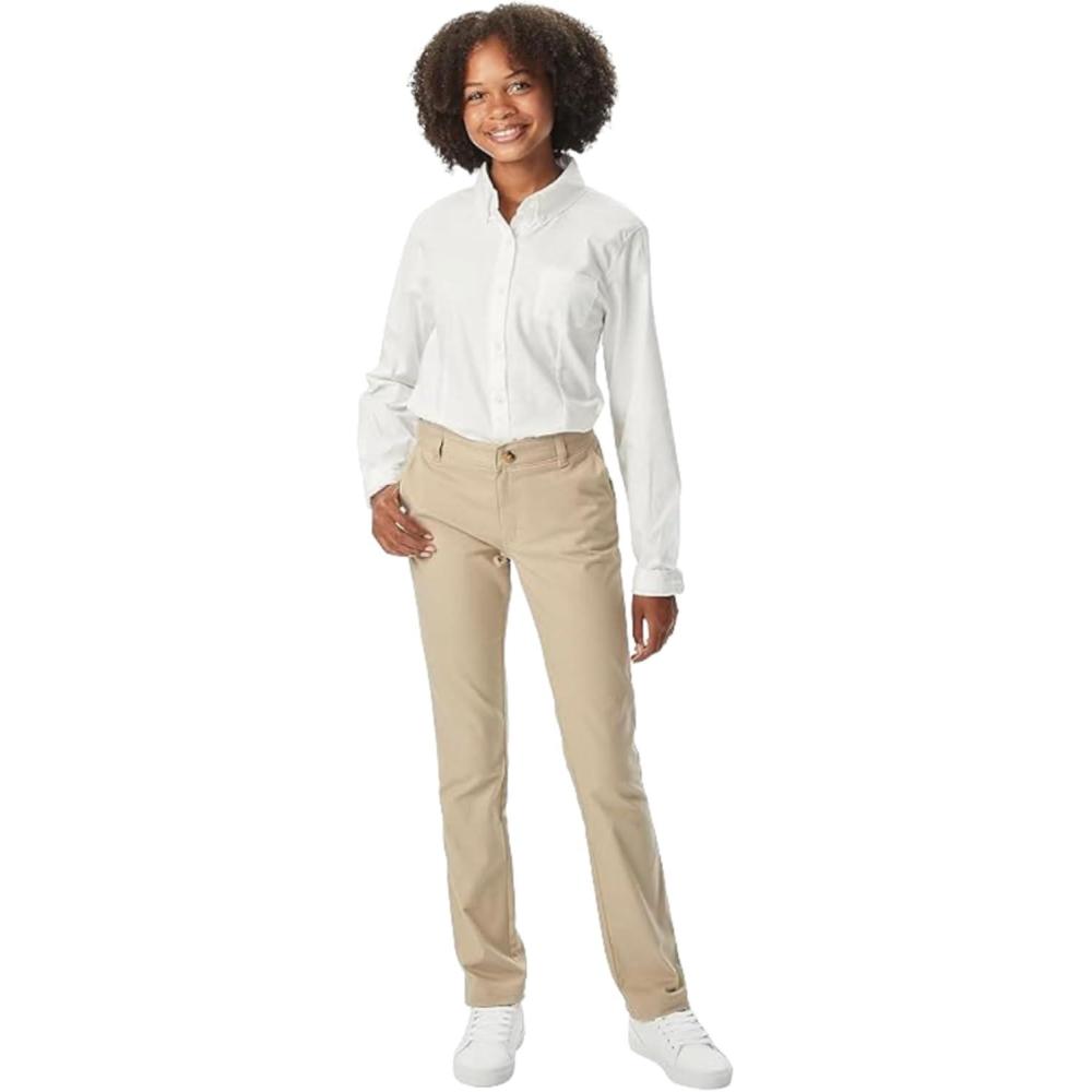 imageFrench Toast Womens Teen and Young Womens Straight Fit Stretch Twill PantKhaki