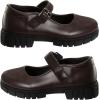 French Toast Girls Round Toe Ankle Strap Maryjane School Shoes – Mary Jane Chunky Platform Oxford Dress Shoe Pumps – Black/Navy/Brown (Size 12-5 Little Kid/Big Kid)(Brown)