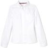 French Toast Womens Juniors Fitted Long Sleeve Oxford Shirt, White, Large(White)