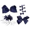French Toast Girl’s School Uniform Bow Hair Accessories, Navy, 4-pack