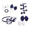 French Toast Kid’s School Uniform Bow Clips, Headband and Ponytail Holders, 4-pack, Navy Blue & White, One Size