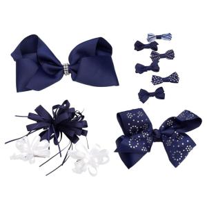 French Toast Girl’s School Uniform Bow Hair Accessories, Navy, 4-pack