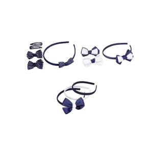 French Toast Girl’s School Uniform Headbands and Bow Clips, 3-pack, Navy