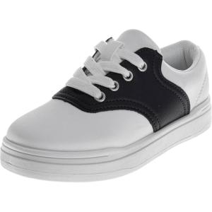 French Toast Kids Oxford Dress Shoes – Lace Up Loafer School Uniform Saddle Shoe for Girls and Boys (Sizes: 11-13 Little Kid / 1-7 Big Kid)(White Black)