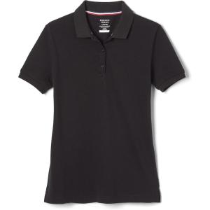 French Toast Women’s Cotton Blend Stretch Pique Short Sleeve Polo Shirt(Black)