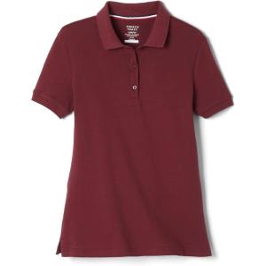 French Toast Women’s Cotton Blend Stretch Pique Short Sleeve Polo Shirt(Burgundy)