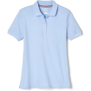 French Toast Women’s Cotton Blend Stretch Pique Short Sleeve Polo Shirt(Light Blue)
