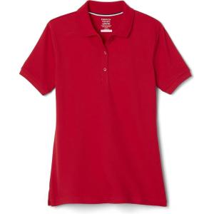 French Toast Women’s Cotton Blend Stretch Pique Short Sleeve Polo Shirt(Red)