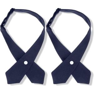 Tarpop 2 Pack French Girls Uniform Tie Cross Adjustable Neck Tie for Girls Back to School Women(Navy Blue)