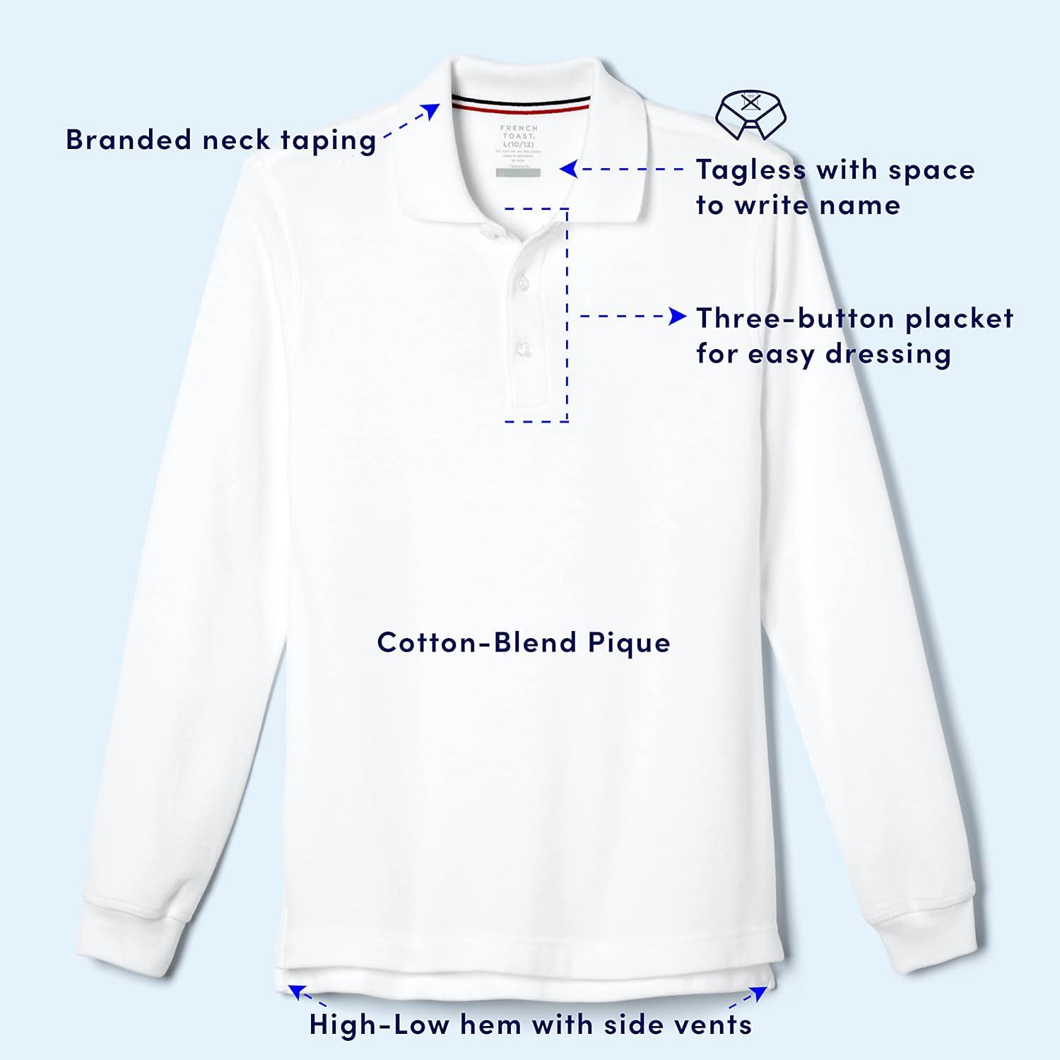imageFrench Toast Mens Long Sleeve Cotton Blend Pique Polo ShirtNavy