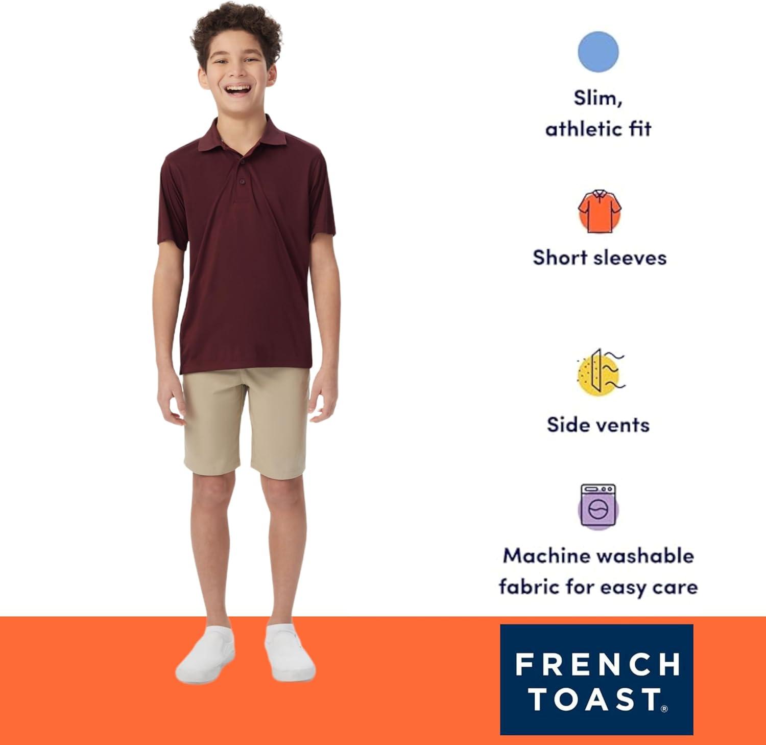 imageFrench Toast Young Mens Moisture Wicking Performance Sport Polo Short Sleeve ShirtLight Blue