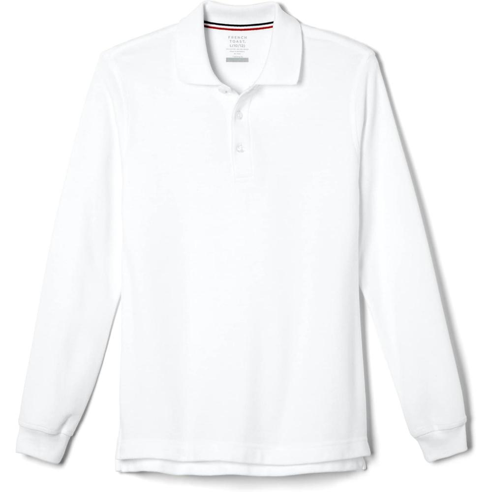imageFrench Toast Mens Long Sleeve Cotton Blend Pique Polo ShirtWhite