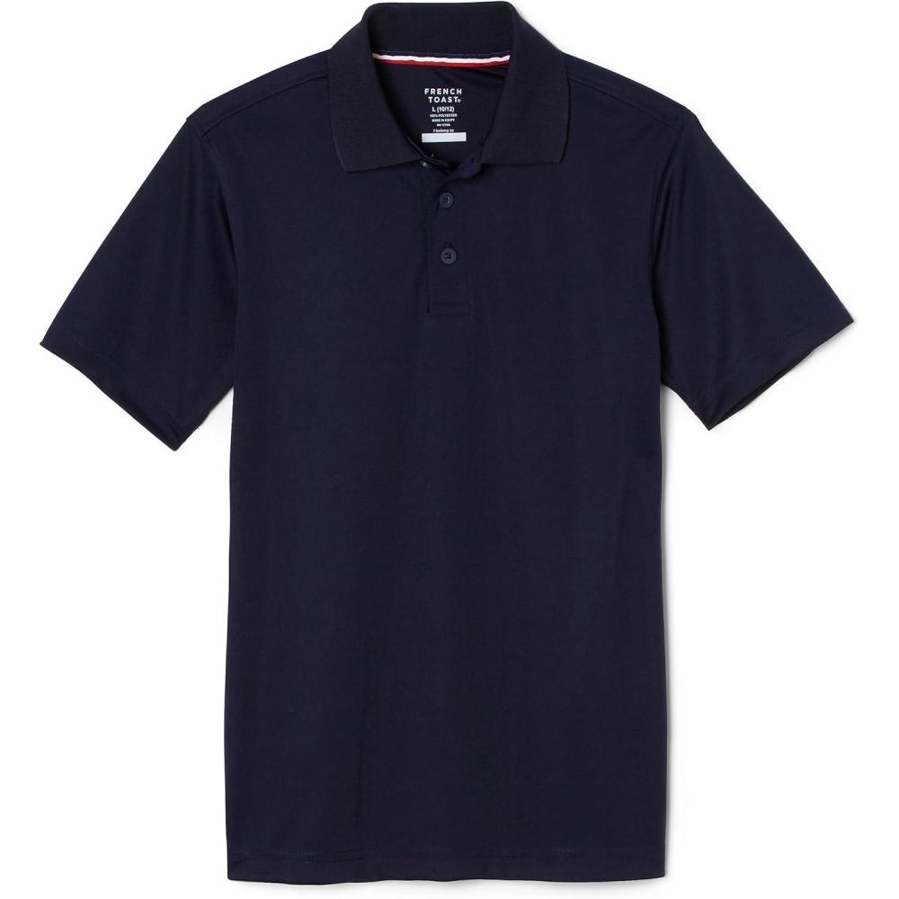 imageFrench Toast Young Mens Moisture Wicking Performance Sport Polo Short Sleeve ShirtNavy
