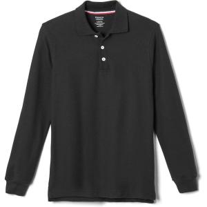 French Toast Men’s Long Sleeve Cotton Blend Pique Polo Shirt(Black)