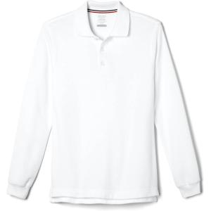 French Toast Men’s Long Sleeve Cotton Blend Pique Polo Shirt(White)