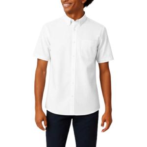 French Toast Men’s Short Sleeve Poplin Dress Shirt(White)