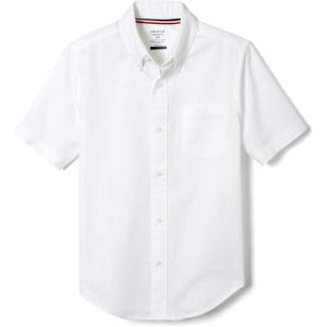 French Toast Men’s Short Sleeve Poplin Dress Shirt(White Stretch)