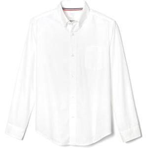 French Toast Young Mens Long Sleeve Oxford Shirt(White)