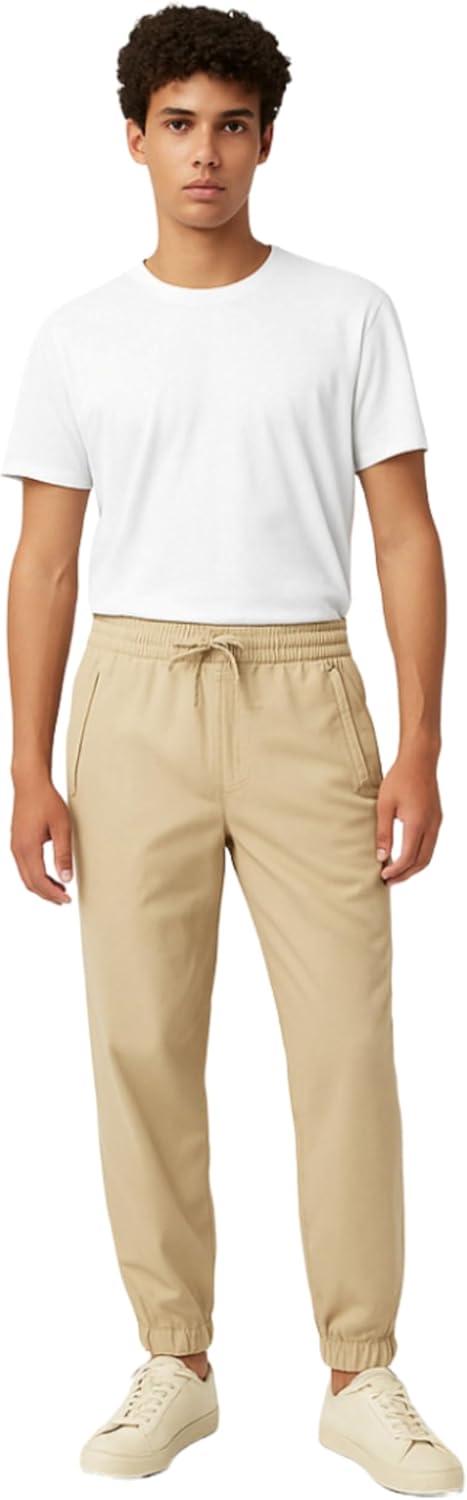 imageFrench Toast Young Mens PullOn Stretch Twill Jogger with Zipper PocketsKhaki