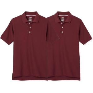 French Toast Boys’ 2-Pack Short Sleeve Pique Polo Shirt(Burgundy)