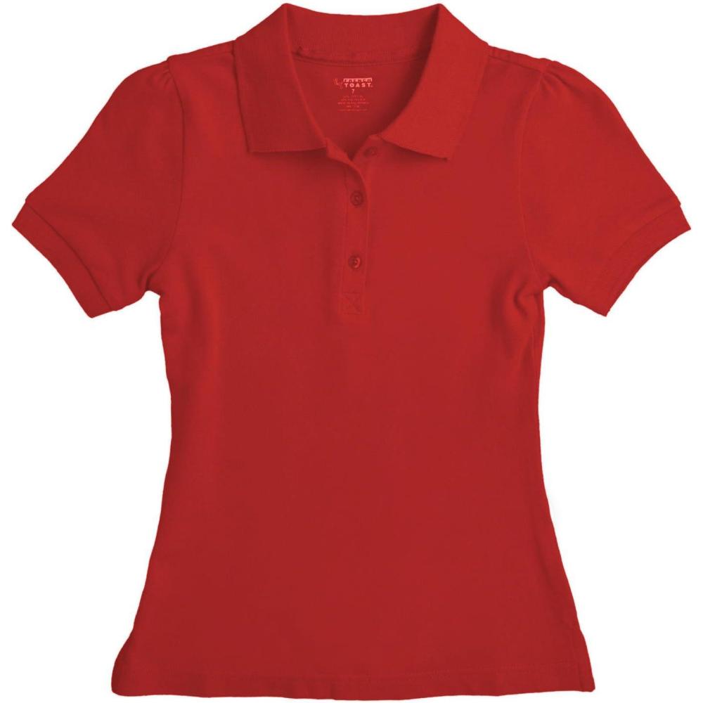imageFrench Toast Little Girls Short Sleeve Stretch Pique PoloRed