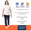 French Toast Women’s Junior’s Fitted Wrinkle-Resistant Oxford Shirt with Short Sleeves(White)