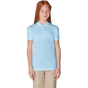 French Toast Little Girls’ Short Sleeve Stretch Pique Polo(Light Blue)
