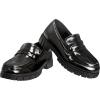 French Toast Girls Round Toe Ankle Strap Maryjane School Shoes – Mary Jane Chunky Platform Oxford Dress Shoe Pumps – Black/Navy/Brown (Size 12-5 Little Kid/Big Kid)(Black Shine)